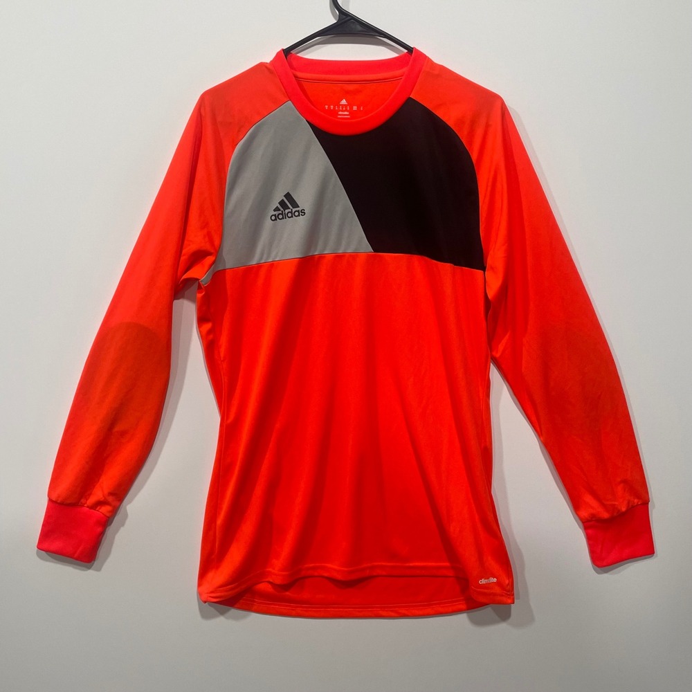 Adidas Climalite Long Sleeve Soccer Goalie Jersey Men's Medium Orange Black Gray